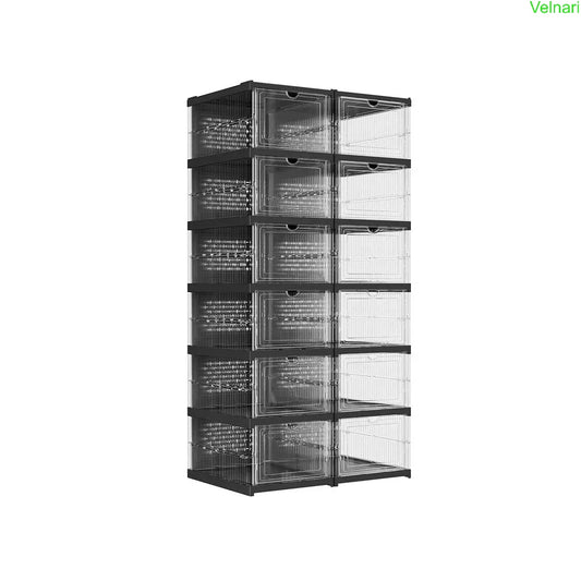 Clear Stackable Shoe Storage Boxes Set
