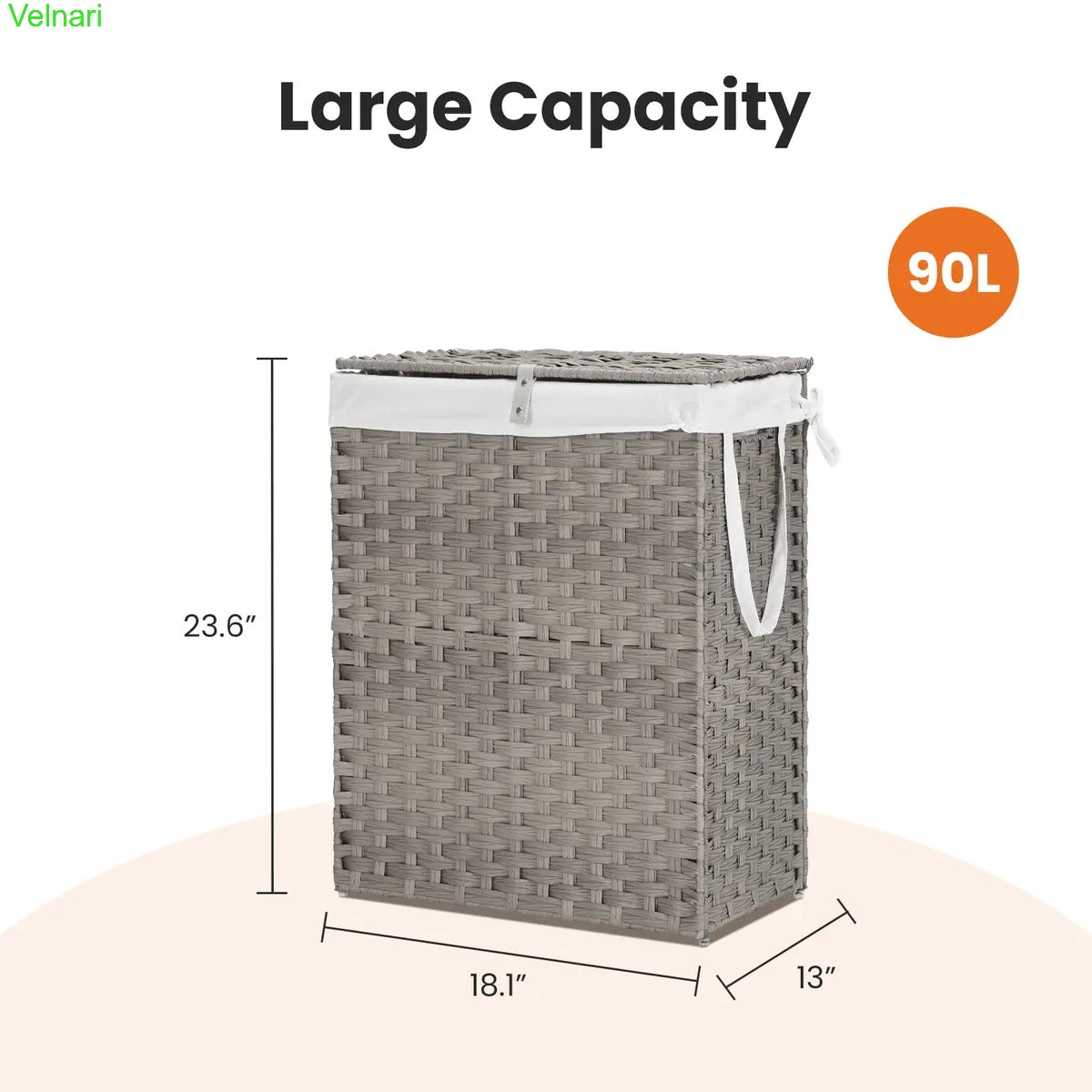 Woven Rattan Laundry Hamper with Lid & Steel Frame, Foldable Clothes Basket 90L/110L